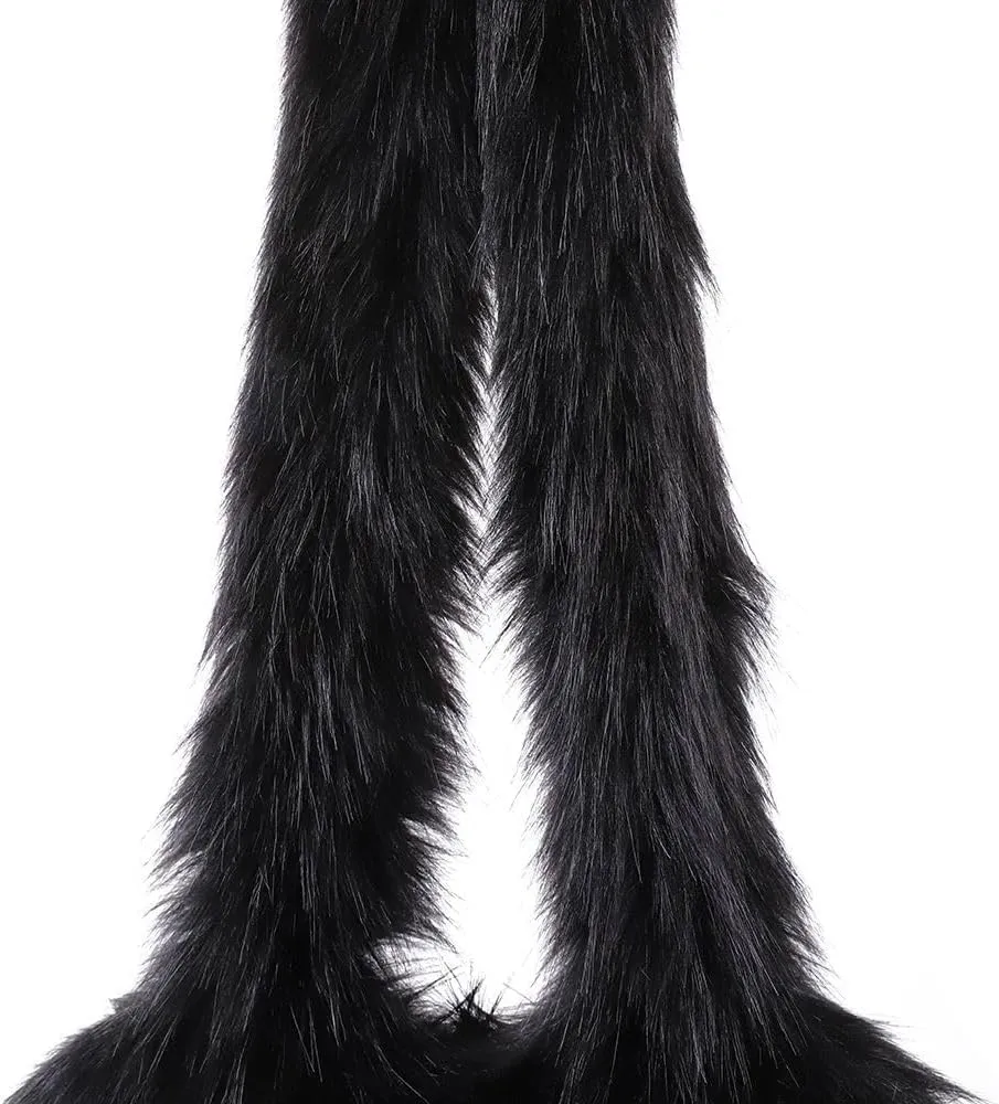Womens Faux Fur Shoulder Bag Furry Purse Handbag Crossbody Bag Heart Shaped with Shoulder Strap
