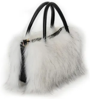 Womens Faux Fur Shoulder Bag Furry Purse Handbag Crossbody Bag with Shoulder Strap