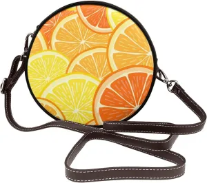 Women's Faux Leather Crossbody Bag Handle Circle Bag Mini Purse Clutch Handbag