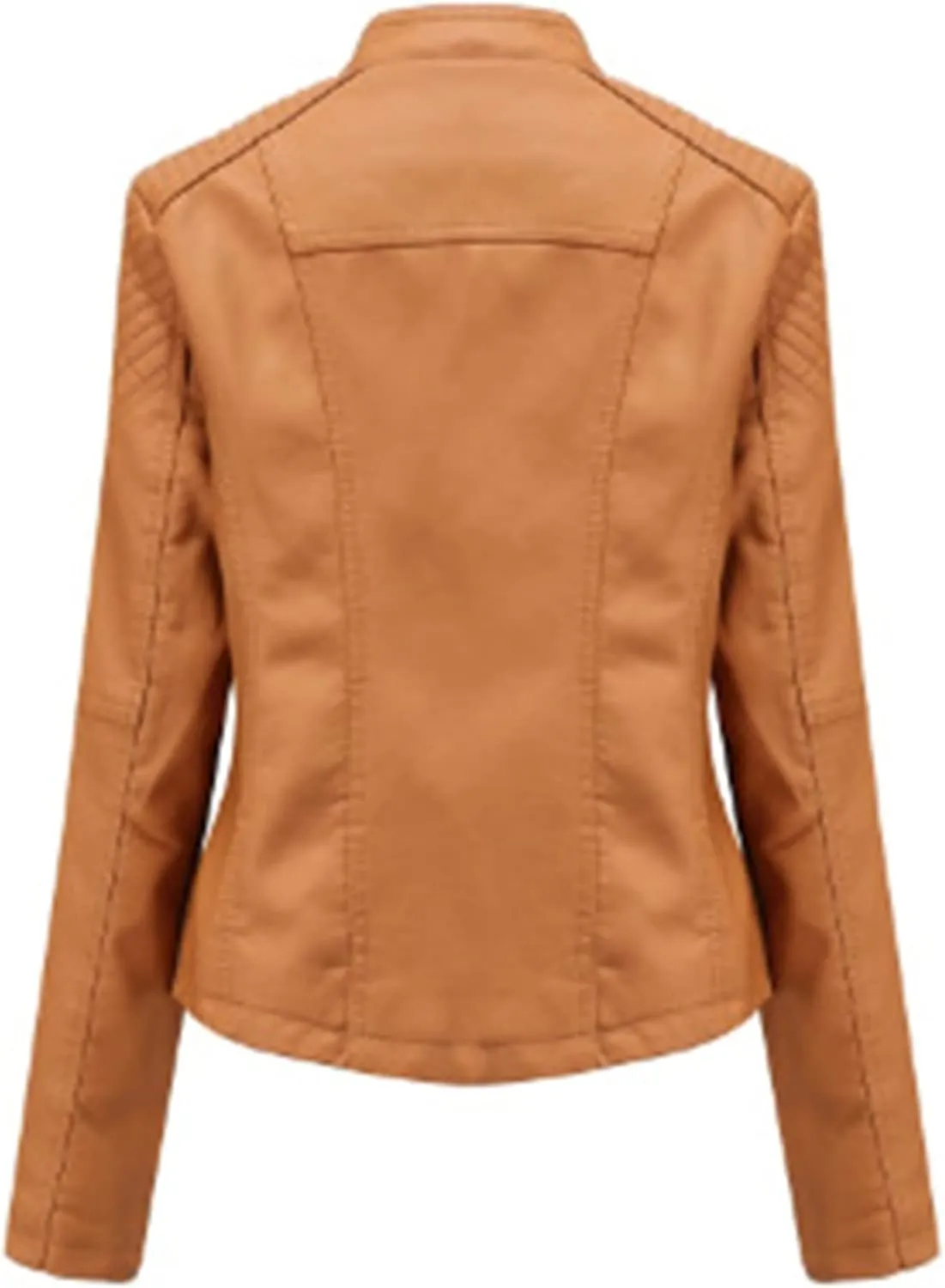 Women's Faux Leather Moto Jacket Slim Thin Leather Jacket