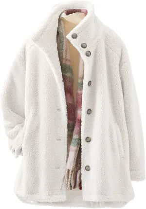 Women's Flannel Fuzzy Cardigan Casual Long Sleeve Sherpa Fleece Lined Jacket Trendy Lapel Collar Button Down Outwears