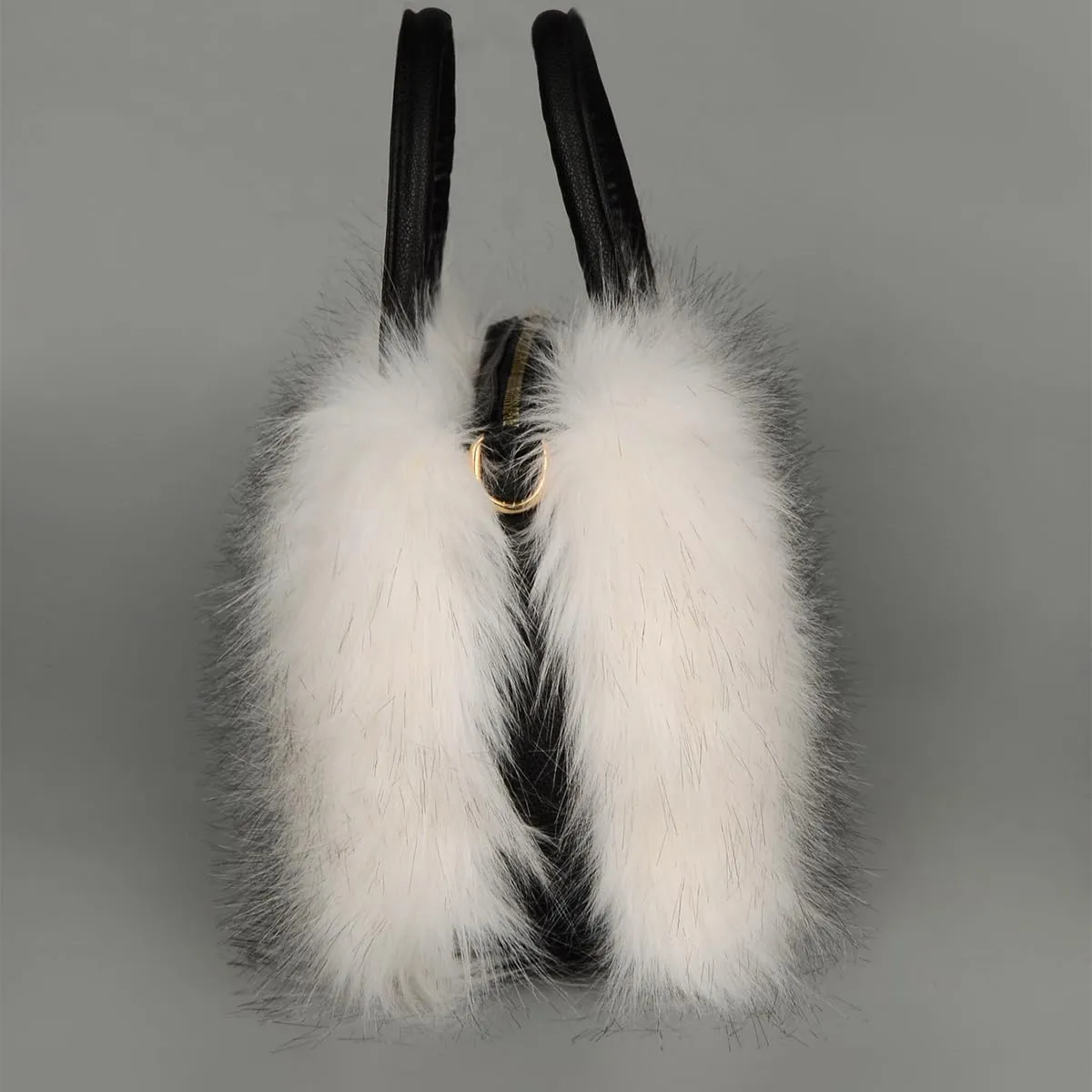 Women's Furry Shoulder Handbags Faux Fur Work Tote Bag for Women Fluffy Satchel Handbags Wristlet Zipper Purses