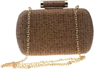 Women's Handwoven Straw Evening Handbags Summer Wallet Clutch Bag Crossbody Mobile Phone Bag