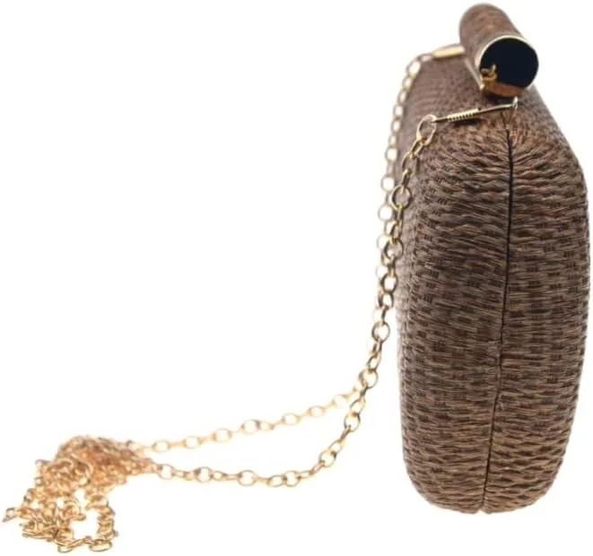 Women's Handwoven Straw Evening Handbags Summer Wallet Clutch Bag Crossbody Mobile Phone Bag