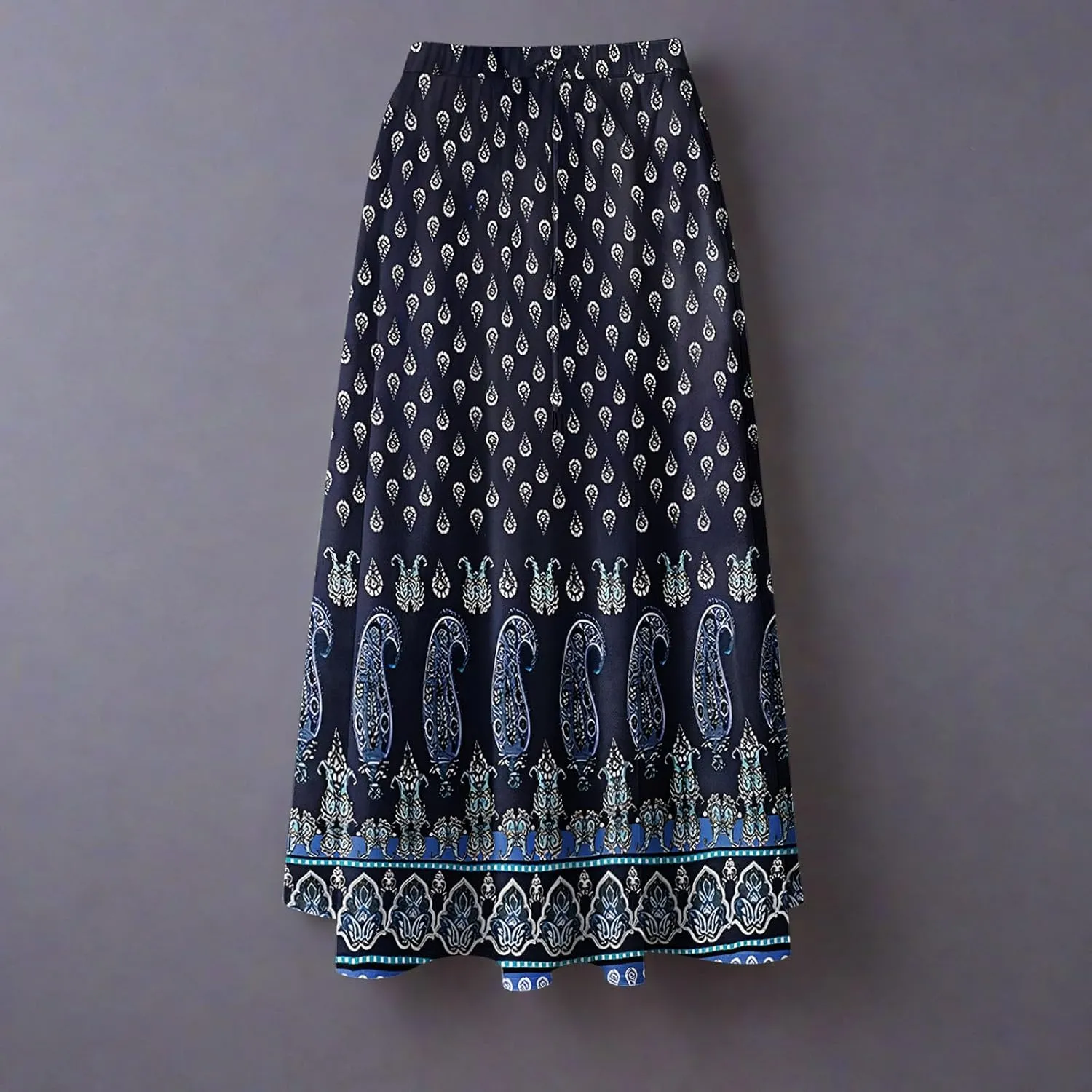 Womens High Waist Flared Maxi Skirts Boho Floral Swing Midi Skirt Casual Summer Long Skirt Beach Vacation Resort