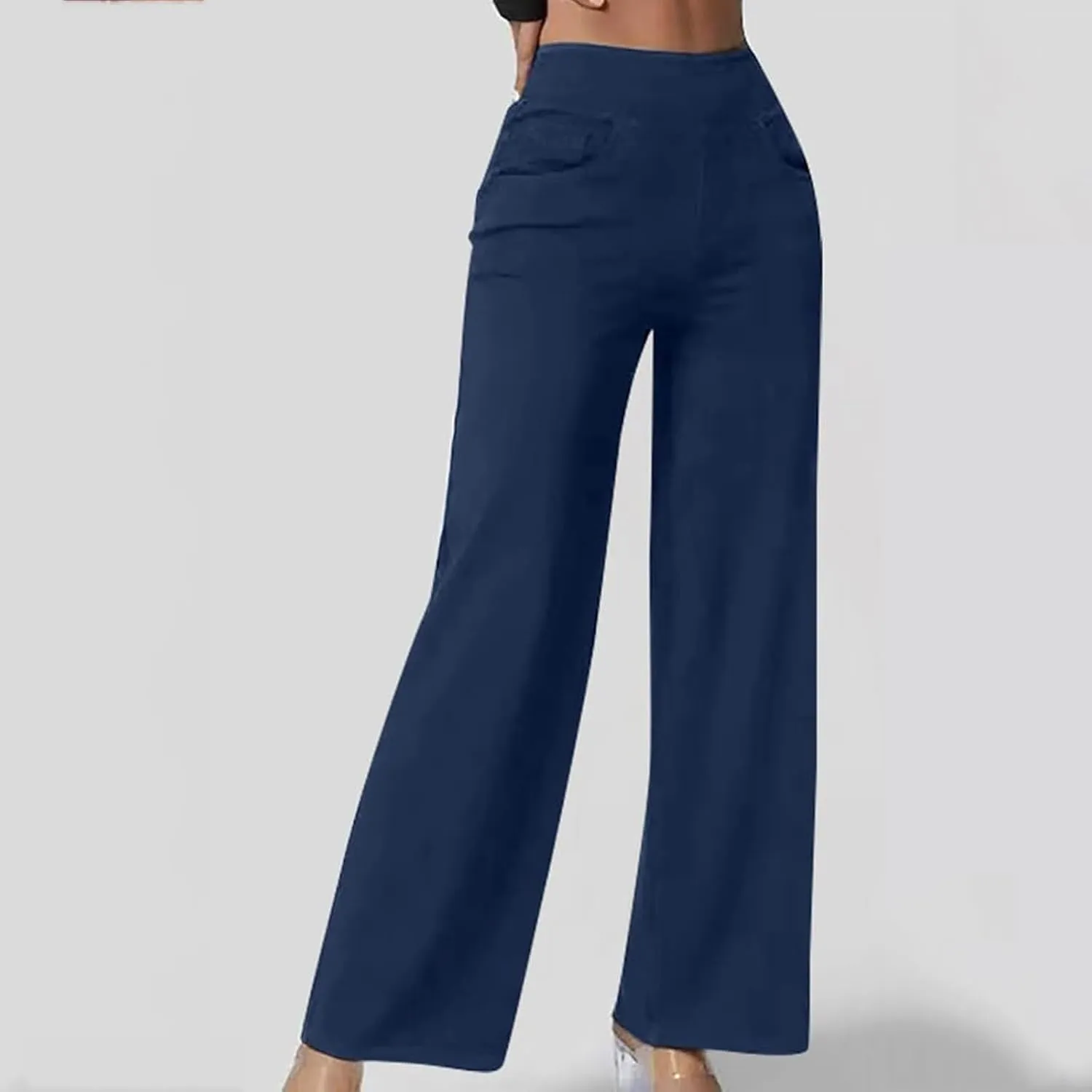 Womens Jeans Stretchy High Waist Wide Leg Baggy Jeans Loose Fit Casual Denim Pants with Pockets Trendy Outfits