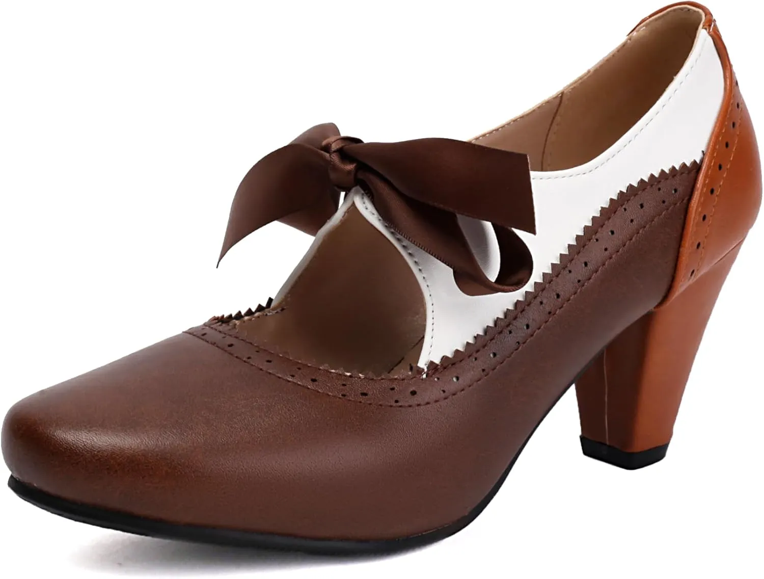 Women's Mary Jane Close Round Toe Vintage Ankle Strap Rockability 1950s Gatsby Heels Retro 1920s Victorian Pumps Shoes