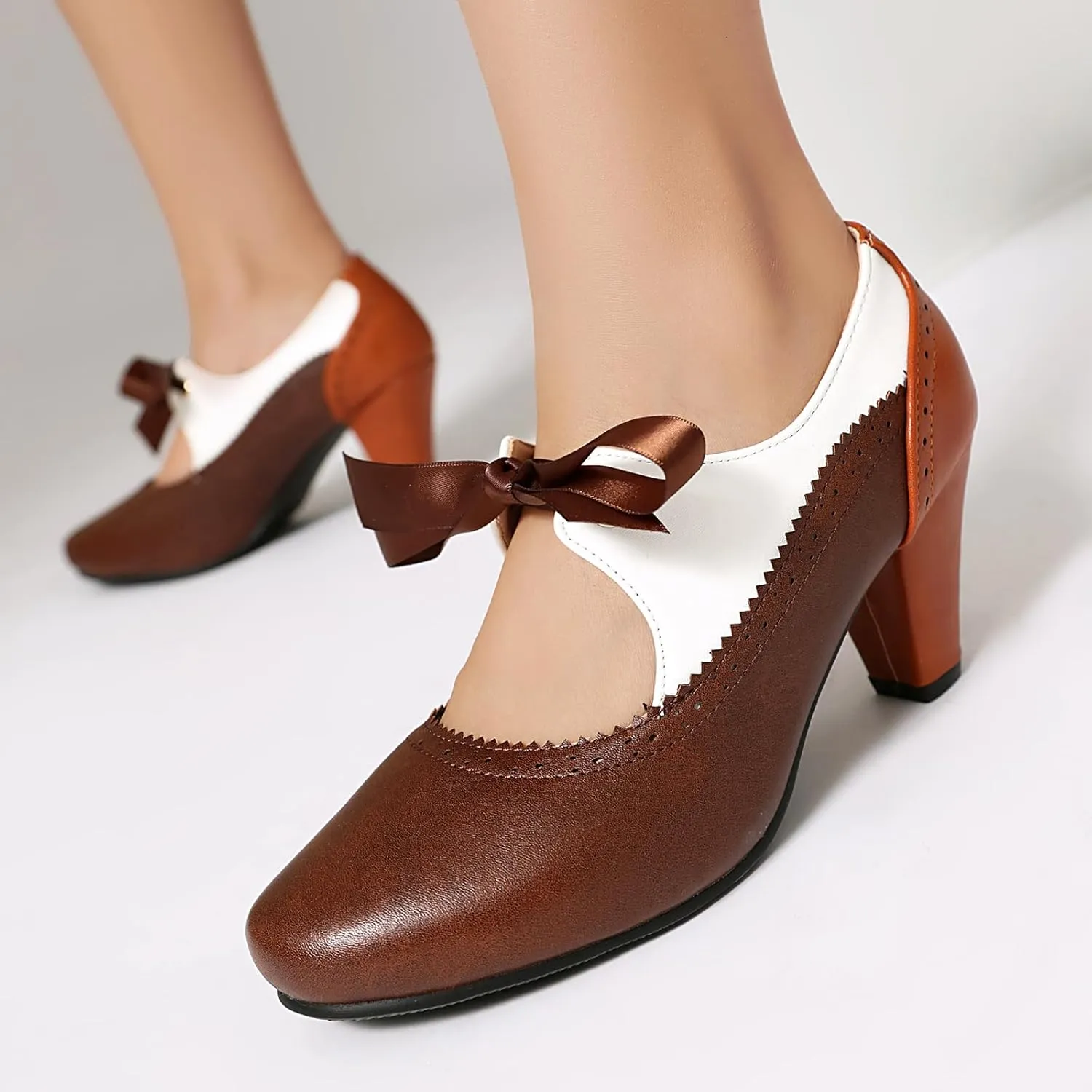 Women's Mary Jane Close Round Toe Vintage Ankle Strap Rockability 1950s Gatsby Heels Retro 1920s Victorian Pumps Shoes