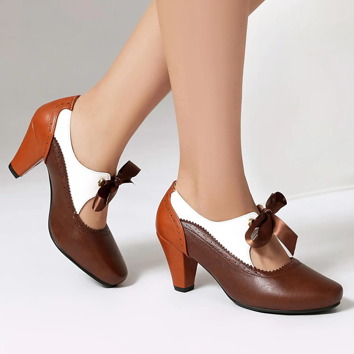 Women's Mary Jane Close Round Toe Vintage Ankle Strap Rockability 1950s Gatsby Heels Retro 1920s Victorian Pumps Shoes