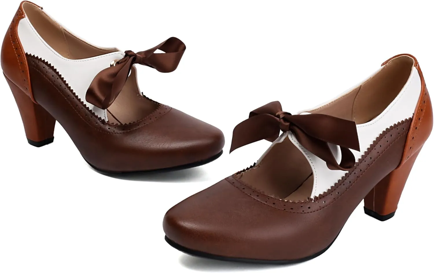 Women's Mary Jane Close Round Toe Vintage Ankle Strap Rockability 1950s Gatsby Heels Retro 1920s Victorian Pumps Shoes