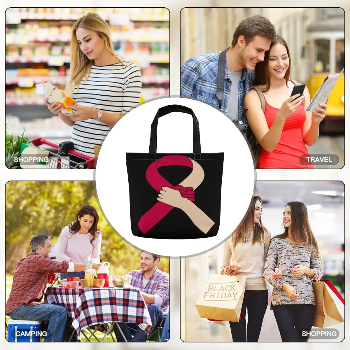 Women's Men Large Kitchen Reusable Grocery Bags Shoulder Bags With Zipper Beach Shopping Bag for Outdoors