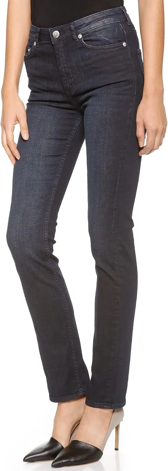 Women's Mid Rise Straight Slim Denim Jeans, Scott Blue, 27x32