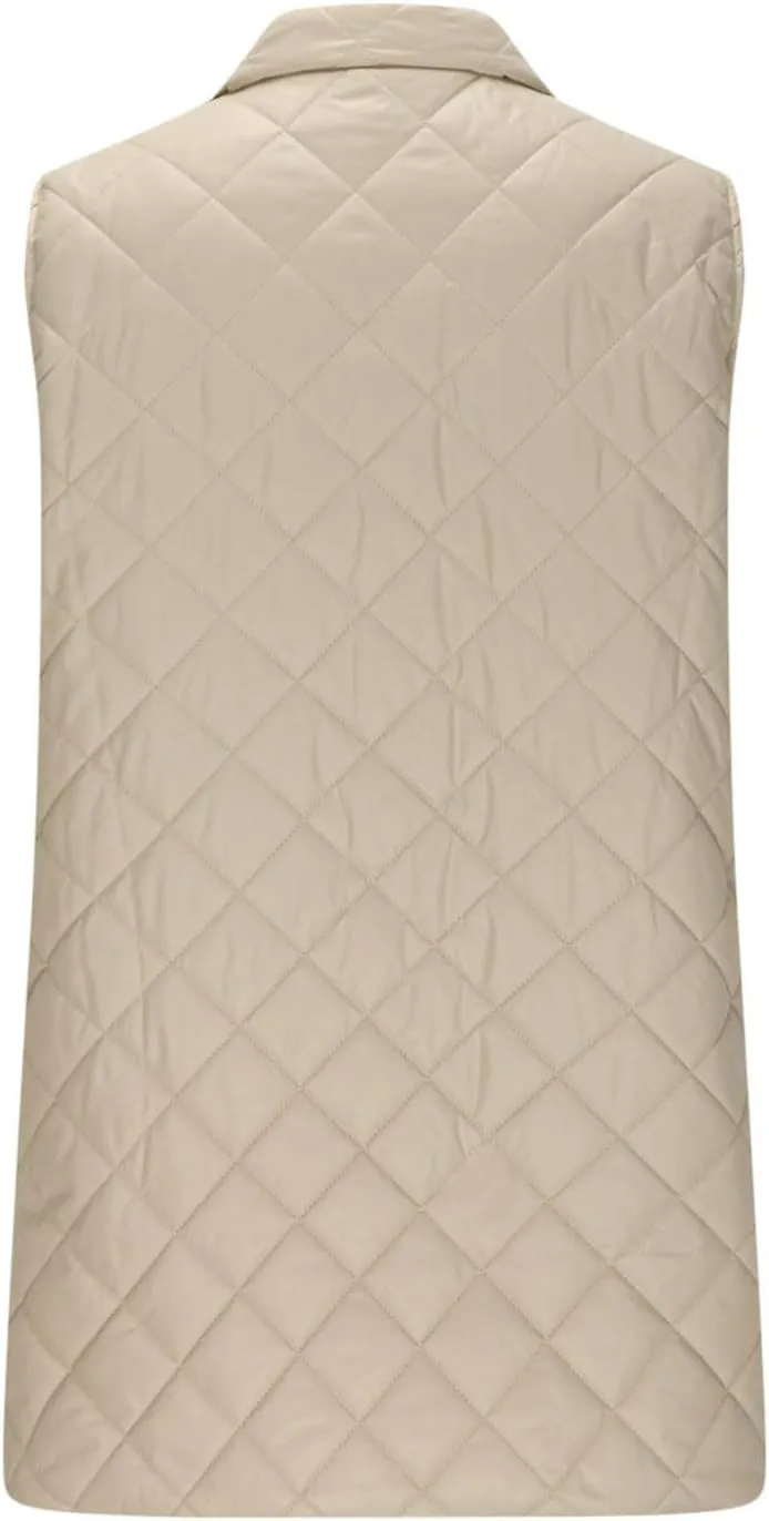 Women's Quilted Long Vest Basic Solid Color Lightweight Padded Gilet Petite Sleeveless Warm Coat Outerwear 2024