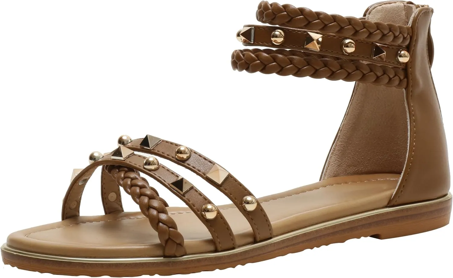 Women's Sandals Braided Open Toe Roman Flat Sandal Summer Boho Sandals for Women Casual Daily Wear Summer Outfits