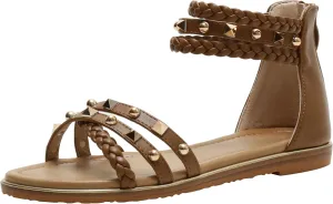 Women's Sandals Braided Open Toe Roman Flat Sandal Summer Boho Sandals for Women Casual Daily Wear Summer Outfits