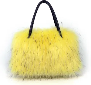 Women's Shoulder Handbags Faux Fur Tote Bag Fluffy Satchel Handbags for Women, Mom, Friend, Bridesmaids