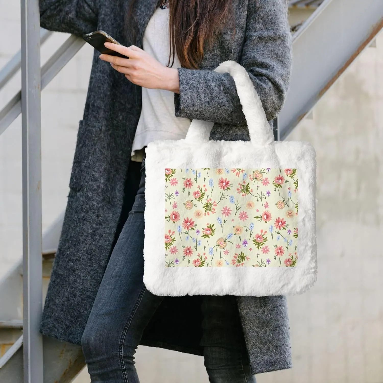 Women's Shoulder Handbags Fluffy Tote Bag Fashion Shoulder Bag for Women