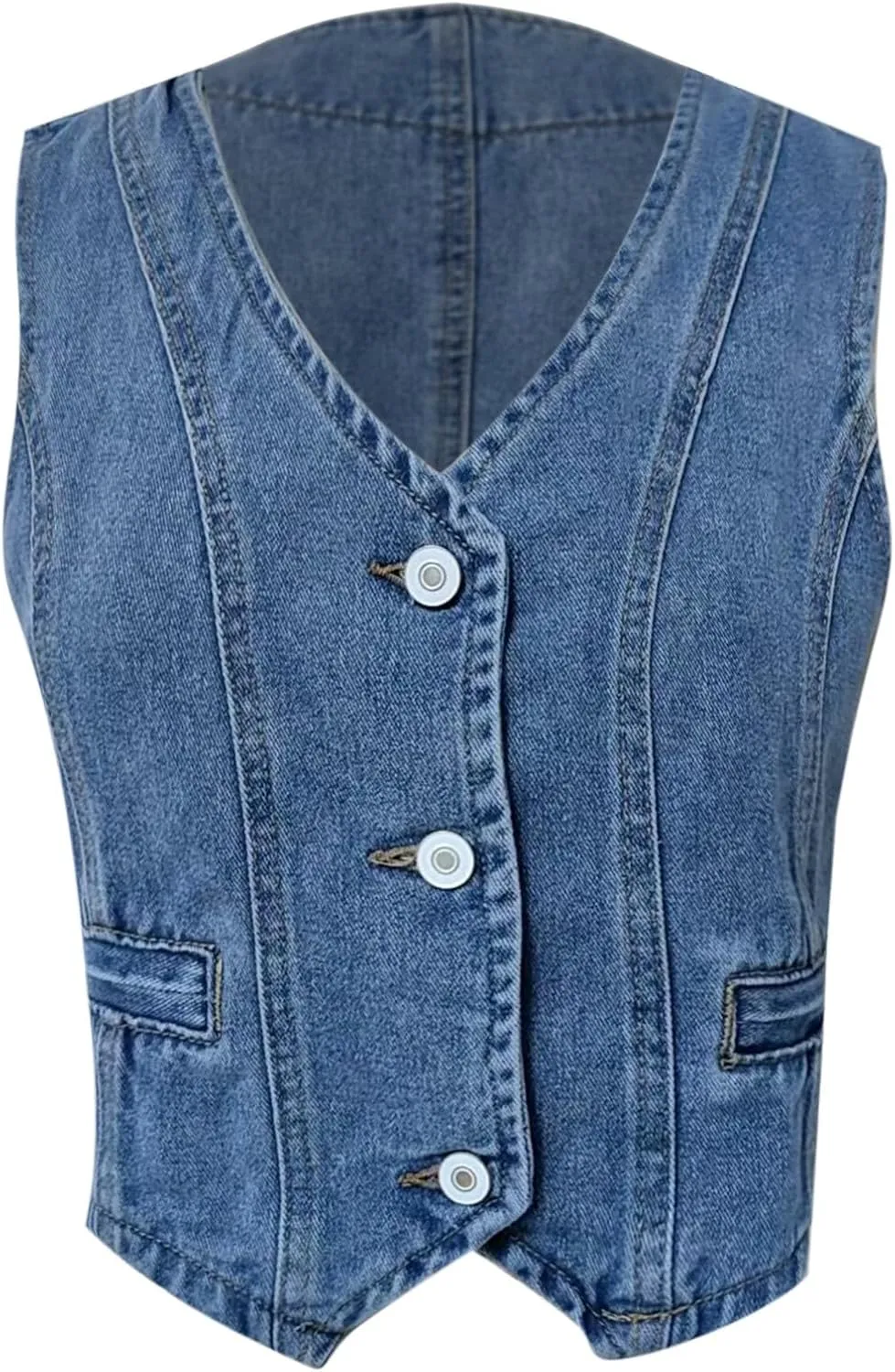 Womens Sleeveless Denim Vest V-Neck Button Down Jean Waistcoat Summer Jacket Crop Tops Western Trendy Outfits