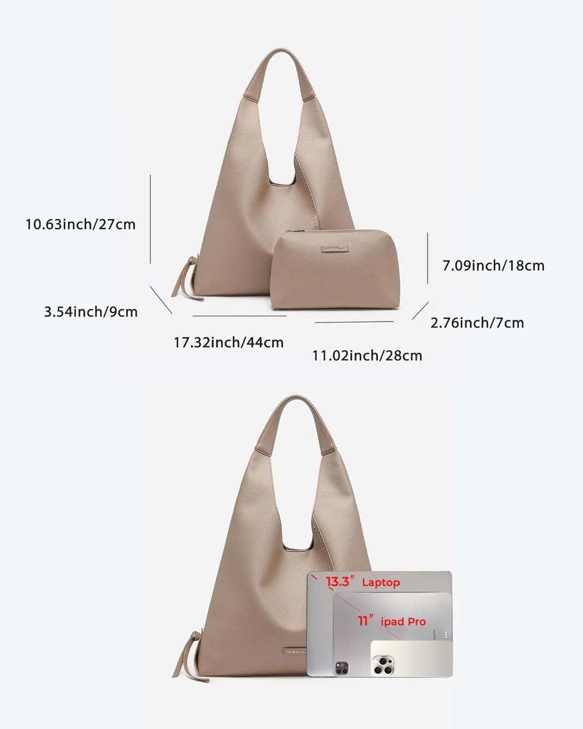 Women's Vegan Leather Hobo Shoulder Bag - Lightweight Spacious Handbag for Work Commute, Travel & Daily Use