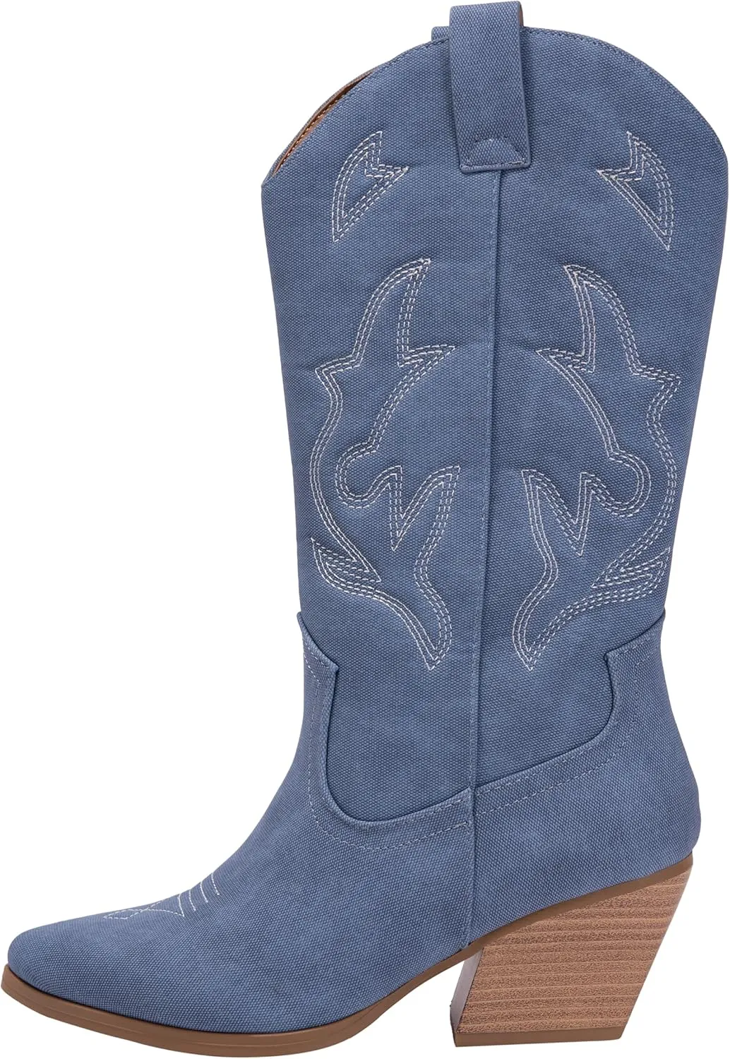 Women’s Western Cowboy Boots – Mid-Calf Pointed Toe Embroidered Cowgirl Boot with Chunky Heel – Classic Rodeo Style Julia