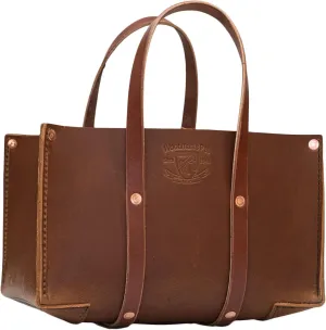 Woodman's Pal Buffalo Leather Tote Tool Bag For Hand Tools, Gardening, Outdoorsmen, Heavy Duty Premium Storage Leather Organizer - USA (Golden Brown)