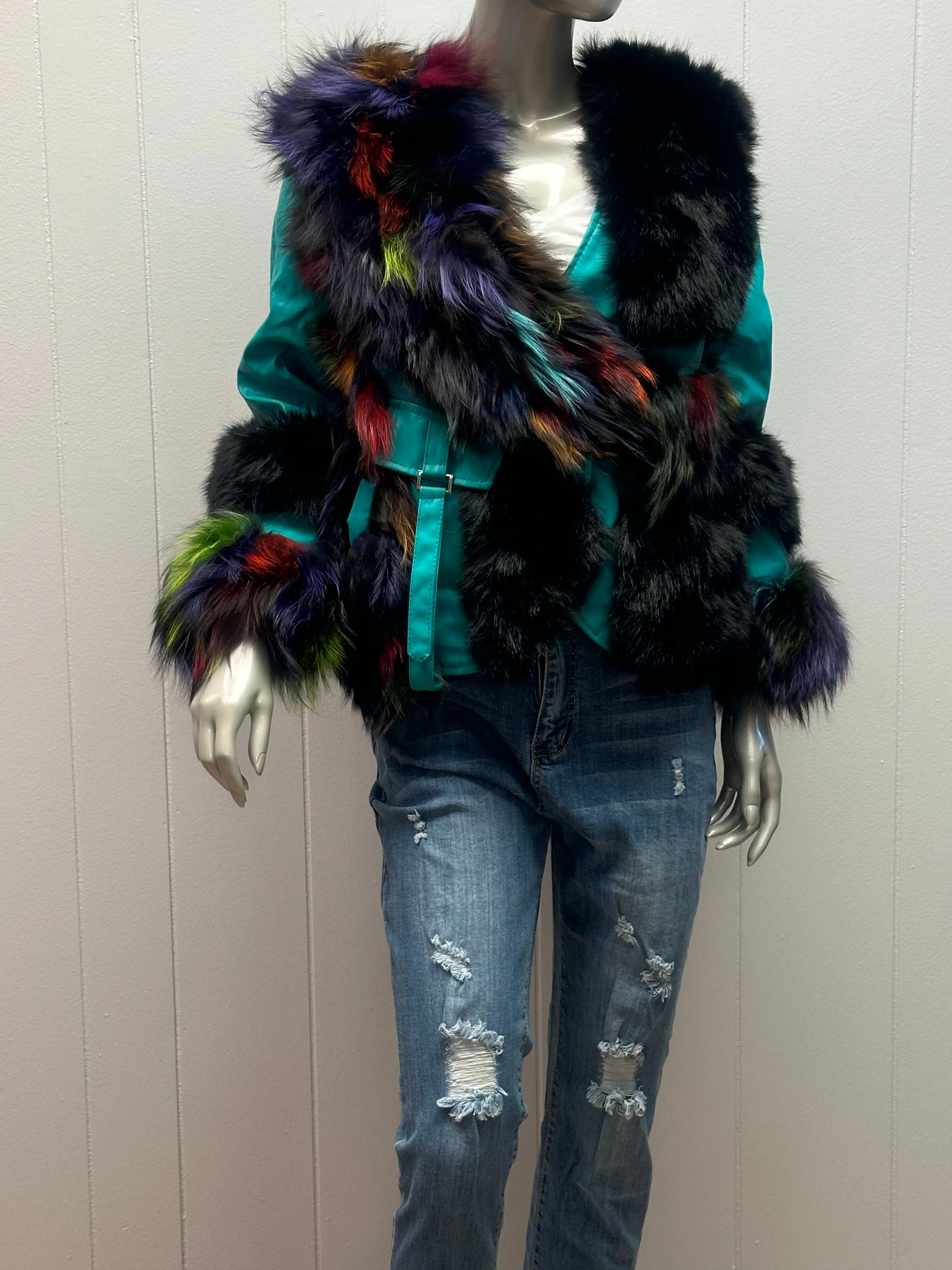 Work It Faux Fur Color Block Jacket