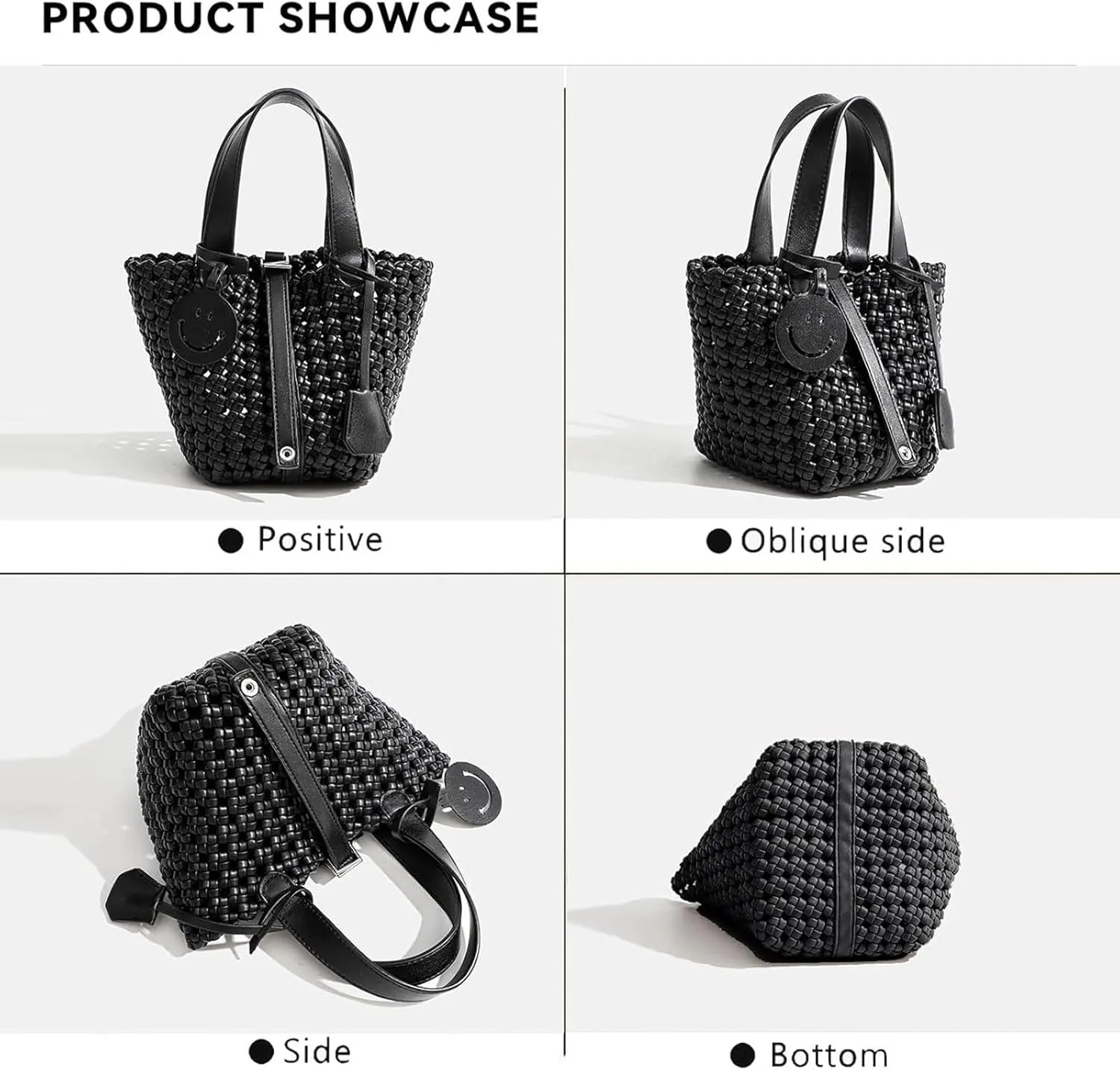 Woven Handbags for Women Top Handle Satchel Handbag Basket Bucket Bag Small Woven Tote Bag Hobo Purses