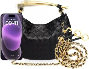 Woven leather chains, dumpling buns, metal handles, handbags, women's wallets, homeless people's bags, and knotted