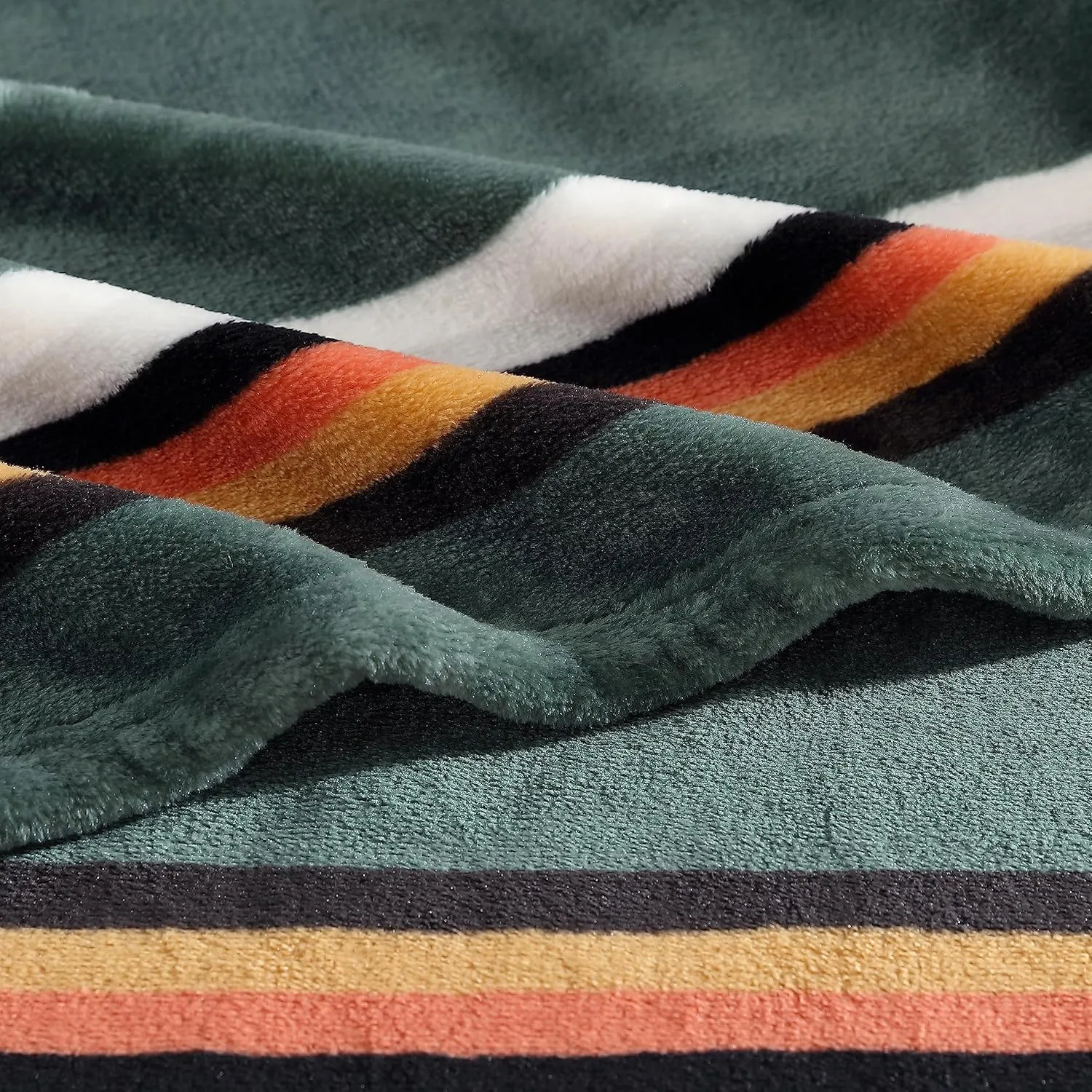 Wrangler Blanket Ultra Soft Plush Fleece, Cozy Home Decor for Bed or Couch, King, Western Saddle Stripe Green