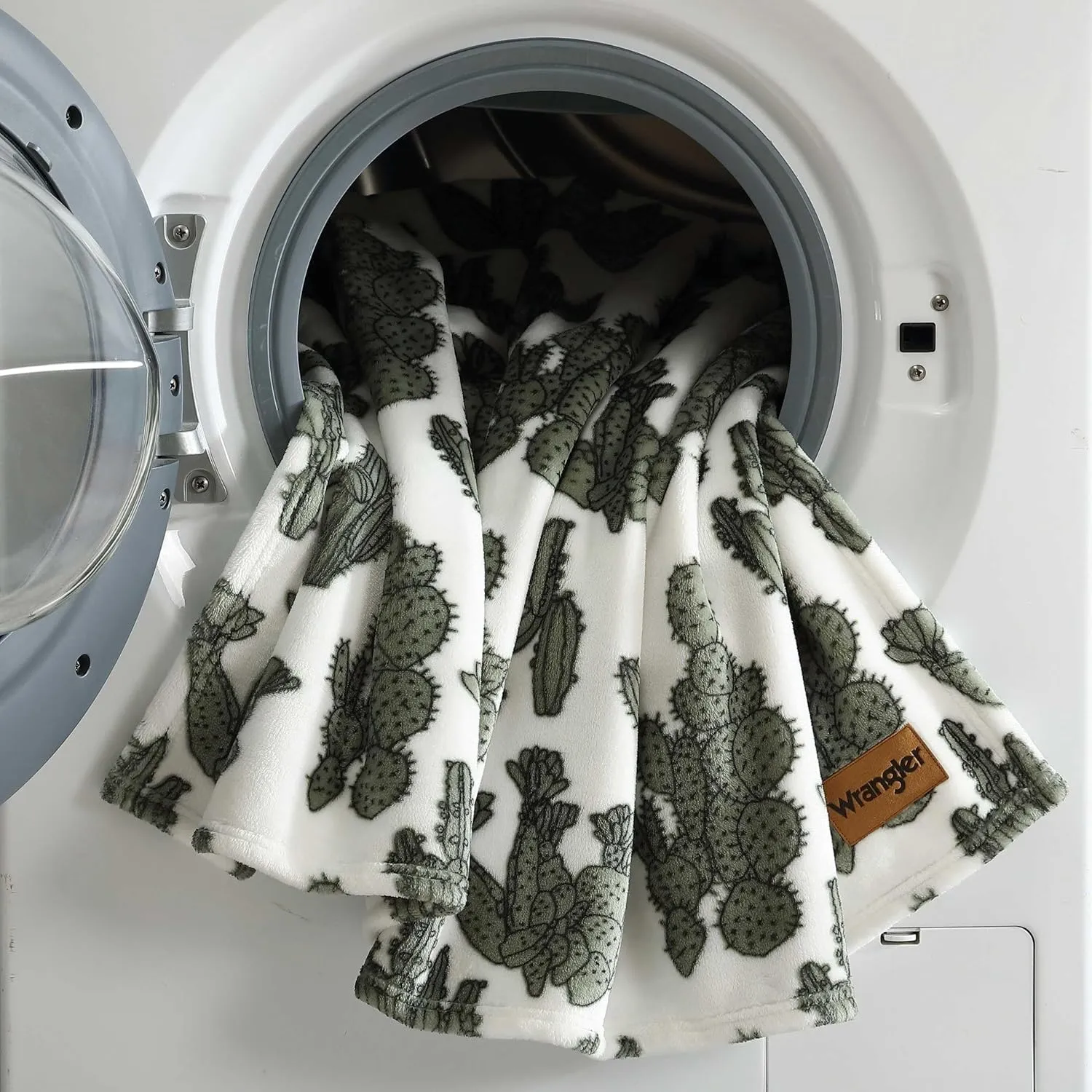 Wrangler - Throw Blanket, Soft Plush Fleece Bedding, Yellowstone Inspired, Western Decor for Bed or Couch (Cactus Garden Green, 50" x 70")