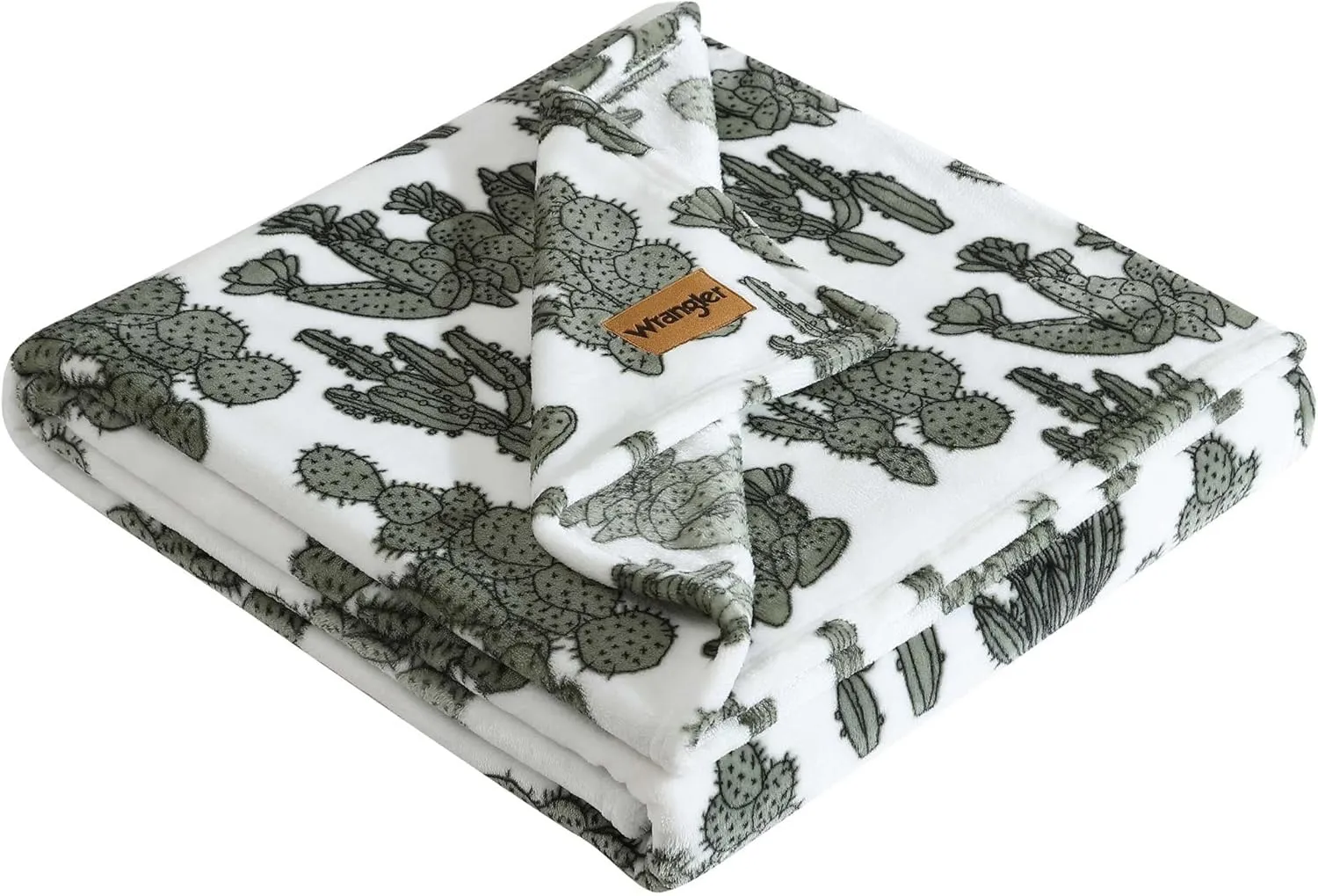 Wrangler - Throw Blanket, Soft Plush Fleece Bedding, Yellowstone Inspired, Western Decor for Bed or Couch (Cactus Garden Green, 50" x 70")