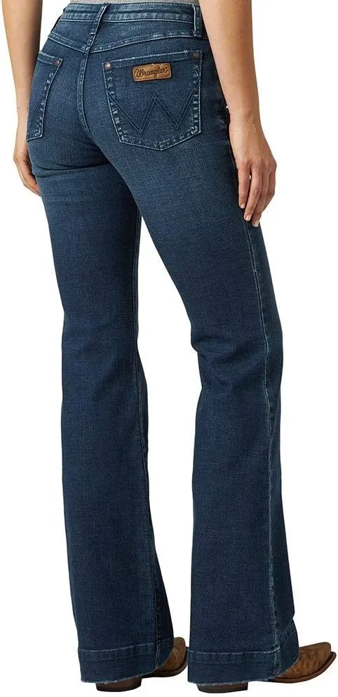 Wrangler Women's Retro Mae Mid Rise Wide Leg Trouser Jeans