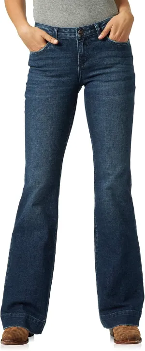 Wrangler Women's Retro Mae Mid Rise Wide Leg Trouser Jeans