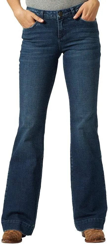 Wrangler Women's Retro Mae Mid Rise Wide Leg Trouser Jeans