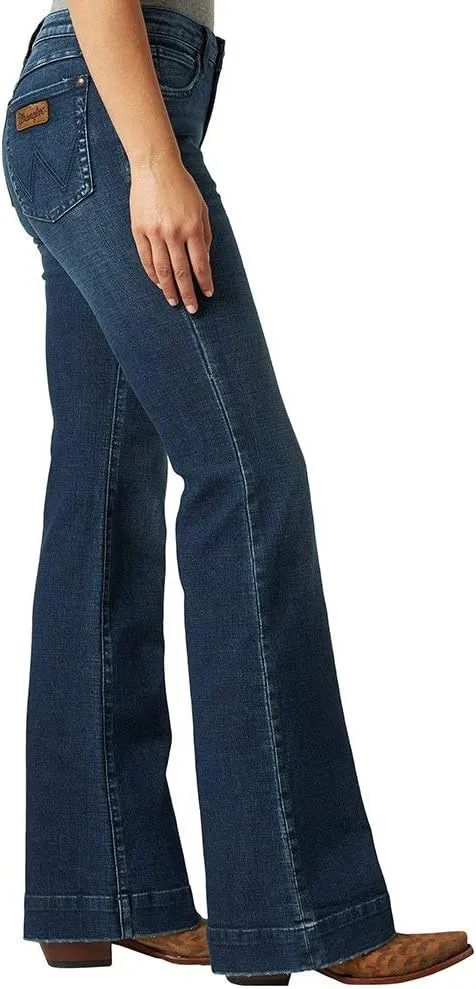 Wrangler Women's Retro Mae Mid Rise Wide Leg Trouser Jeans