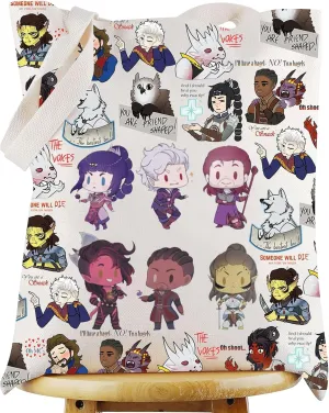 WZMPA BG3 Game Tote Bag Video Gamer Gift Astarion Fans Reusable Grocery Bag BG3 Gale Lover Merchandise