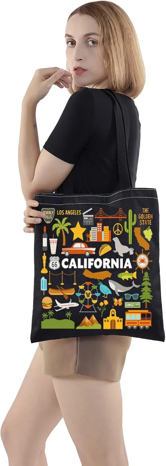 WZMPA California Travel Tote Bag - Vacation Gift & Shopping Grocery Bag - Souvenir Gift