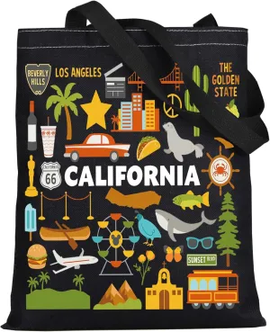 WZMPA California Travel Tote Bag - Vacation Gift & Shopping Grocery Bag - Souvenir Gift