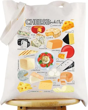 WZMPA Cheese Assortment Canvas Tote Bag Cheese Lover Gift Cheese Life Shoulder Bag Cheese Maker Mercha