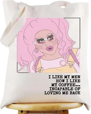 WZMPA Cross Dressing TV ProgramTote Bag Pride Queer Fans Gift I Like My Men How I Like My Coffee Drag Queen Shoulder Bag