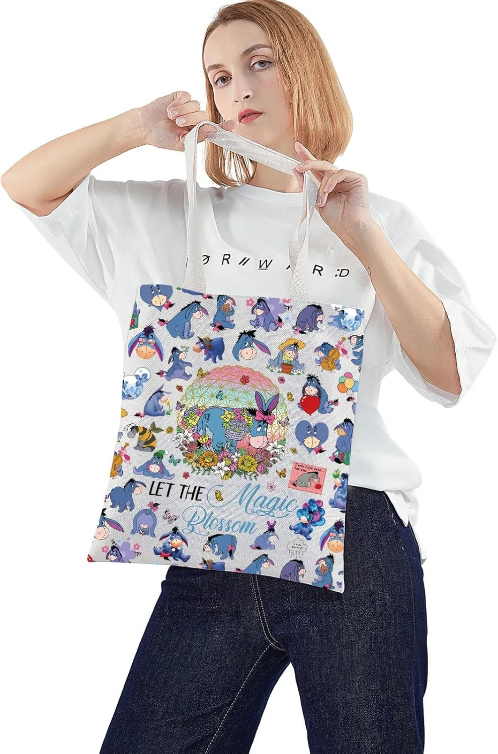 WZMPA Donkey Tote Bag Movie Fans Gift Let The Magic Blossom Reusable Grocery Bag Cartoon Merchandise