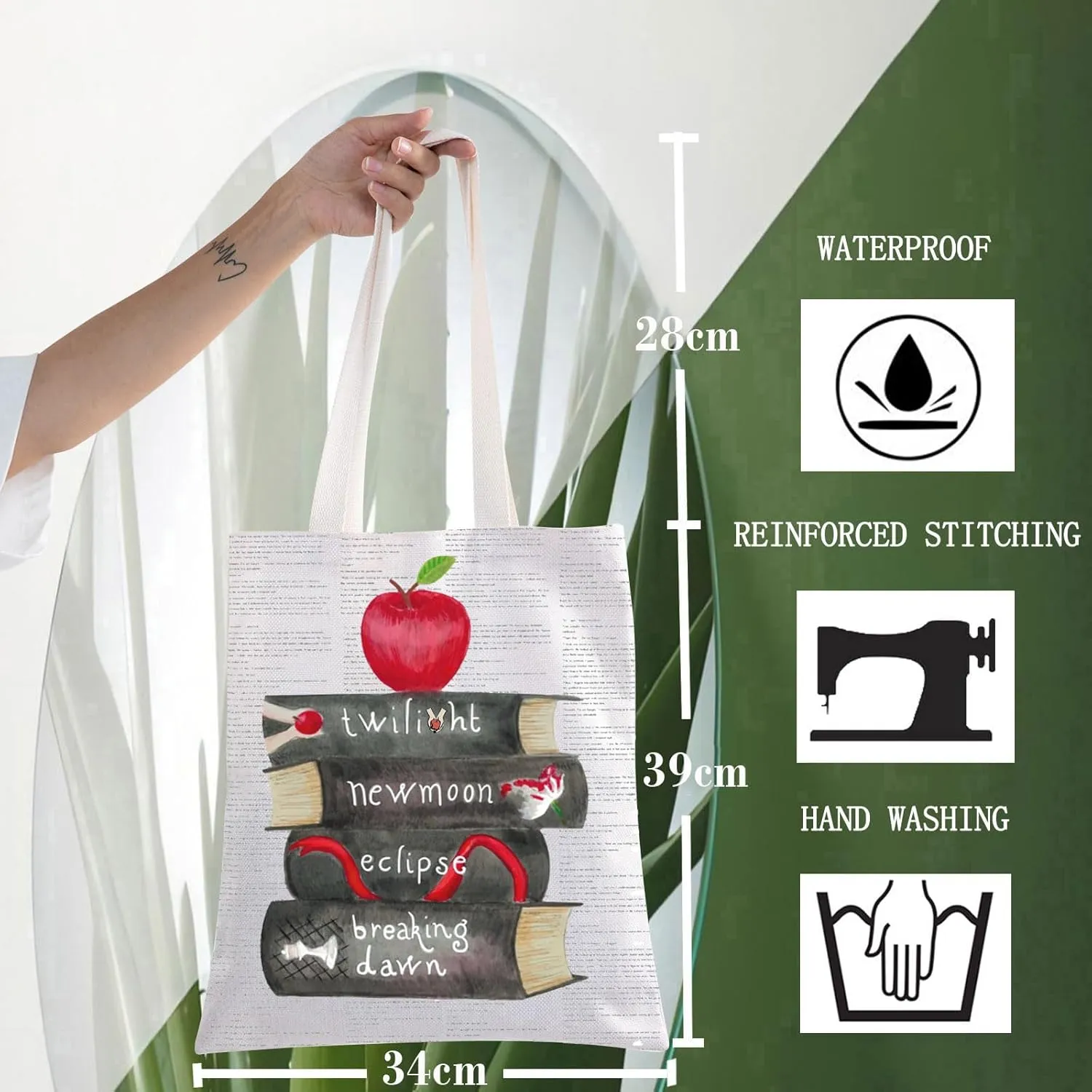WZMPA Edward Cullen Tote Bag Bella Swan Fans Gift Edward Reusable Grocery Bag Bella Swan Merchandise