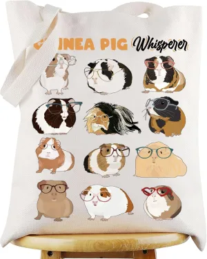 WZMPA Funny Guinea Pigs Tote Bag Cavy Lover Gift Guinea Pigs Whisperer Reusable Grocery Bag Wheek Hamster Merchandise