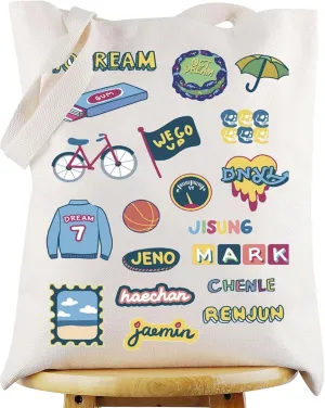 WZMPA K-Pop Tote Bag K-Pop Team Fans Gift Korean Group Dream Shoulder Bag K-Pop Merchandise