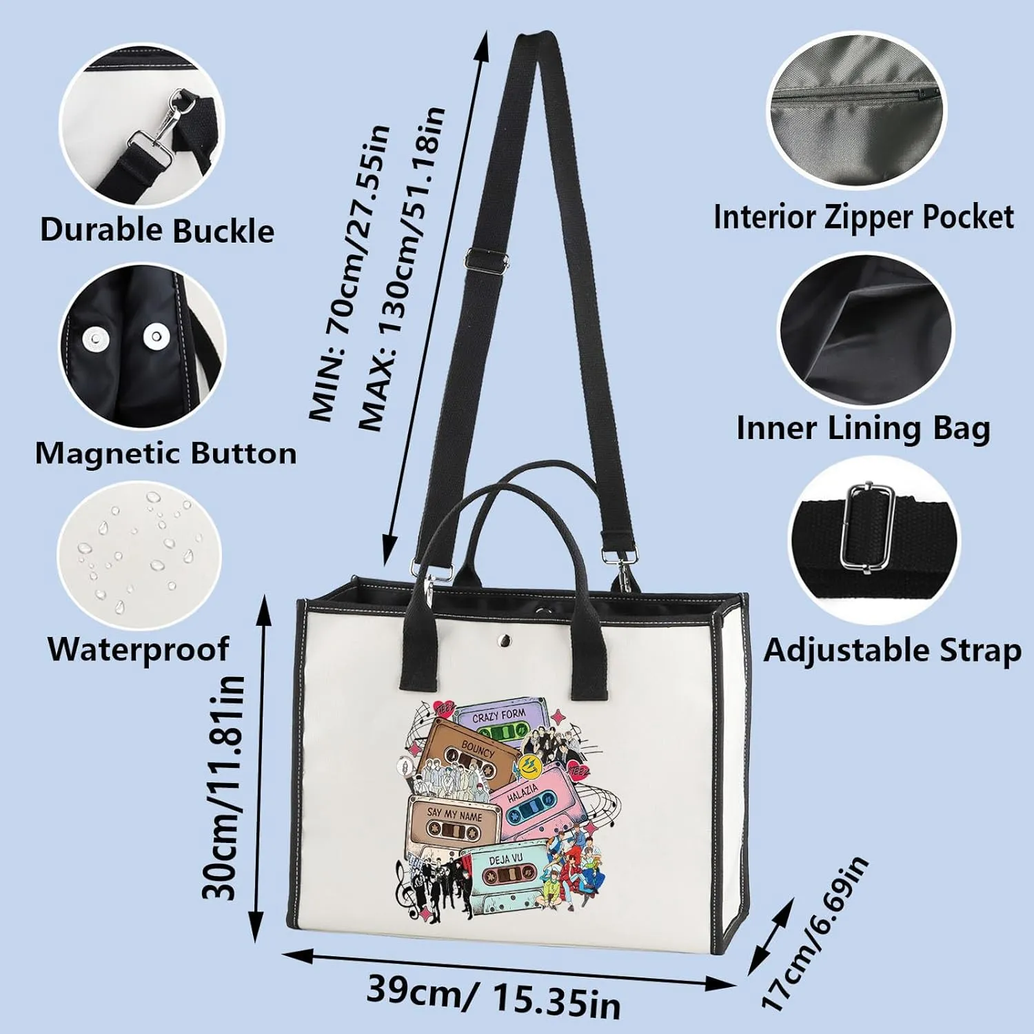 WZMPA Korean Group Fans Tote Bag K-POP Fans Gift Korea-Pop Singer Reusable Grocery Bag Singer Merchandise