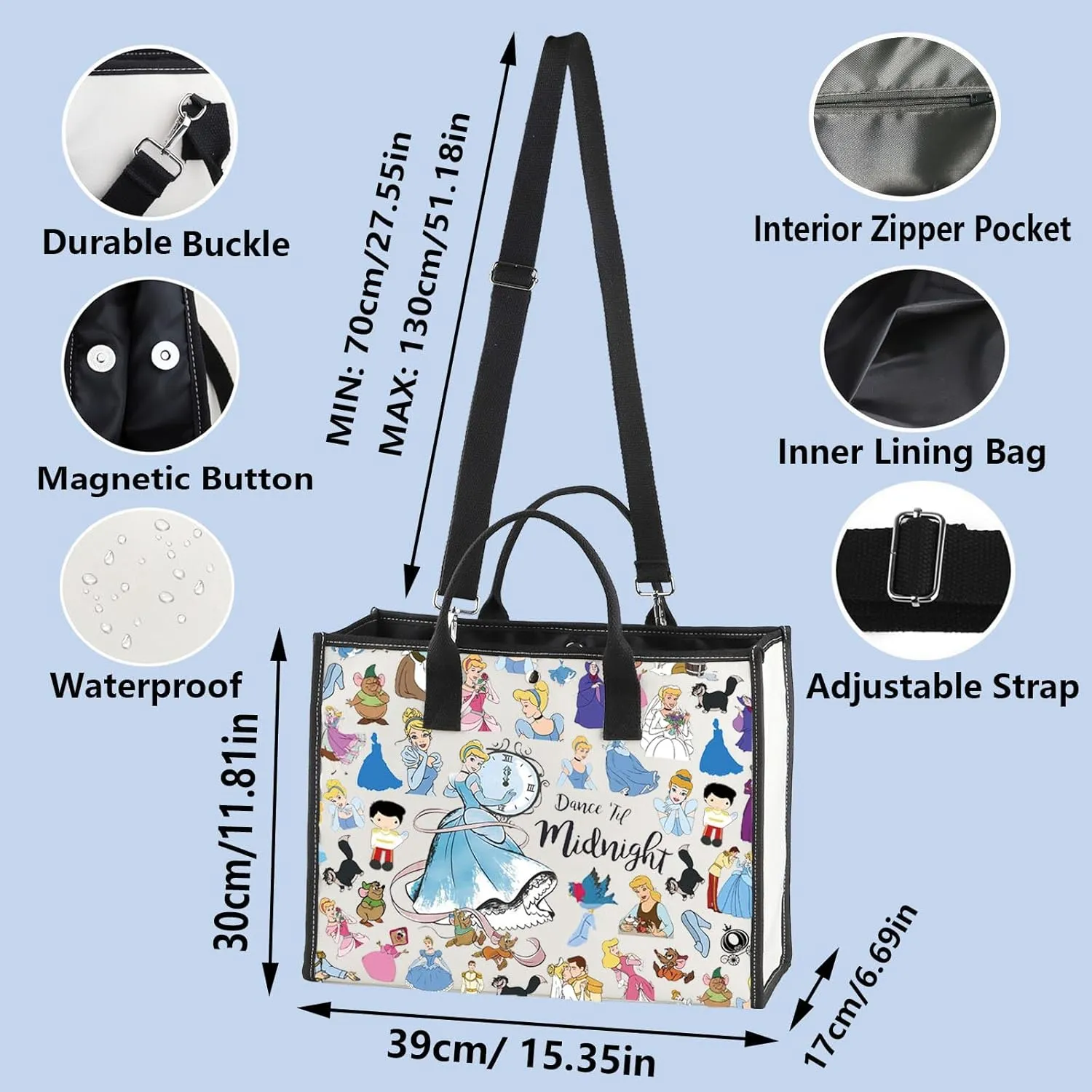 WZMPA Magical Princess Tote Bag Cartoon Rat Fans Gifts Dance Until Midnight Scullery Maid Shoulder Bag Fairy Tales Merch