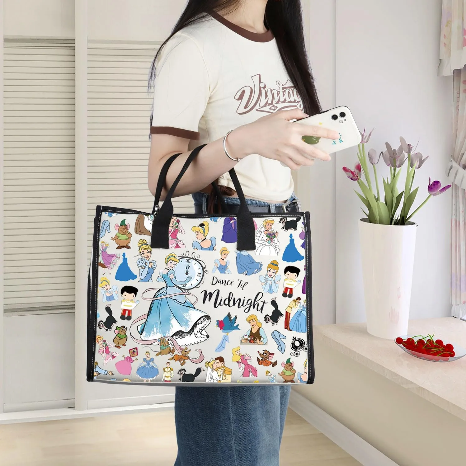 WZMPA Magical Princess Tote Bag Cartoon Rat Fans Gifts Dance Until Midnight Scullery Maid Shoulder Bag Fairy Tales Merch