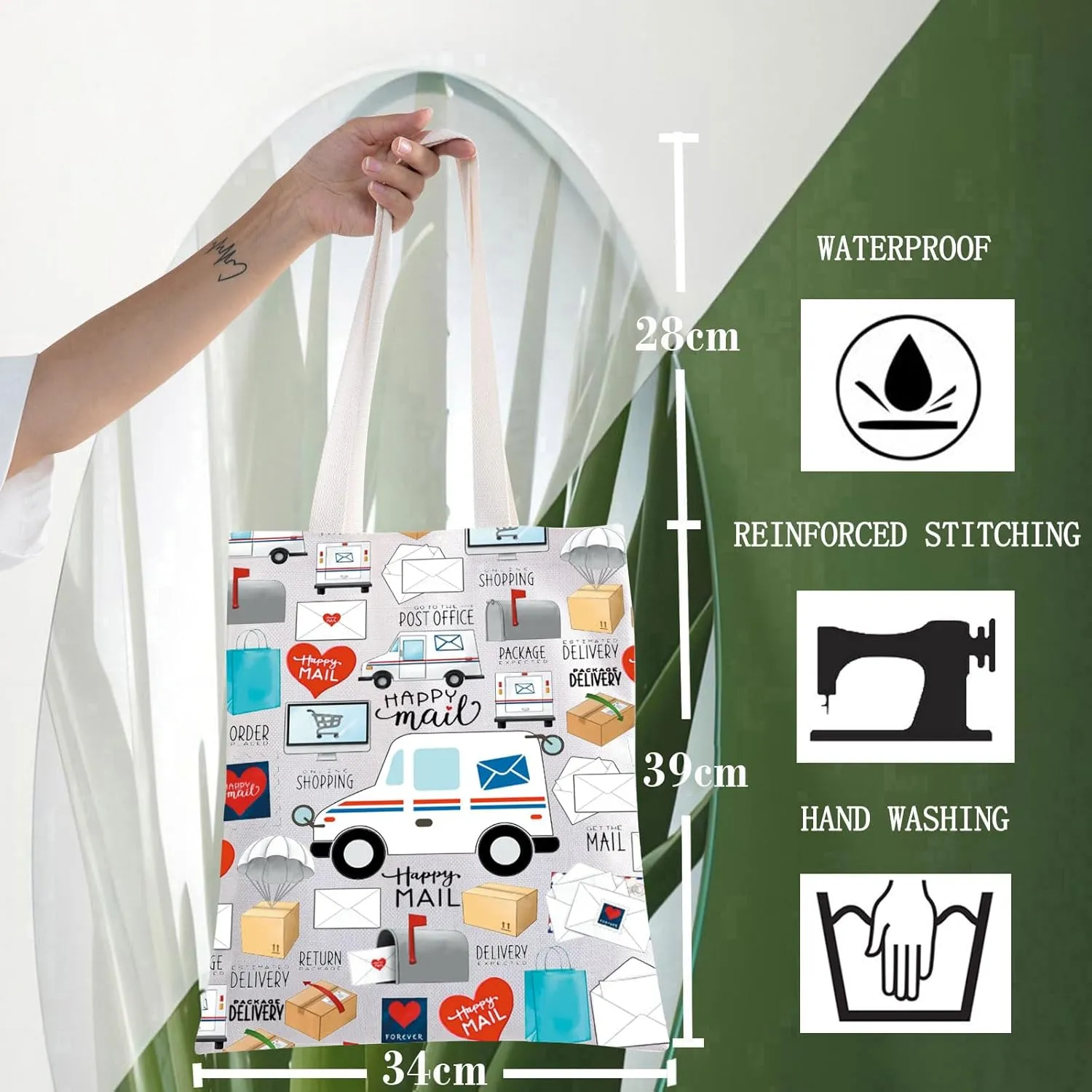 WZMPA Mail Carrier Tote Bag Postal Worker Gift Deliveryman Reusable Grocery Bag Courier Merchandise