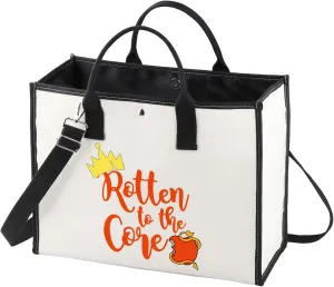WZMPA Movie Canvas Tote Bag Mal Evie Fans Gift Rotten To The Core Shoulder Bag Evil Queen Merchdise