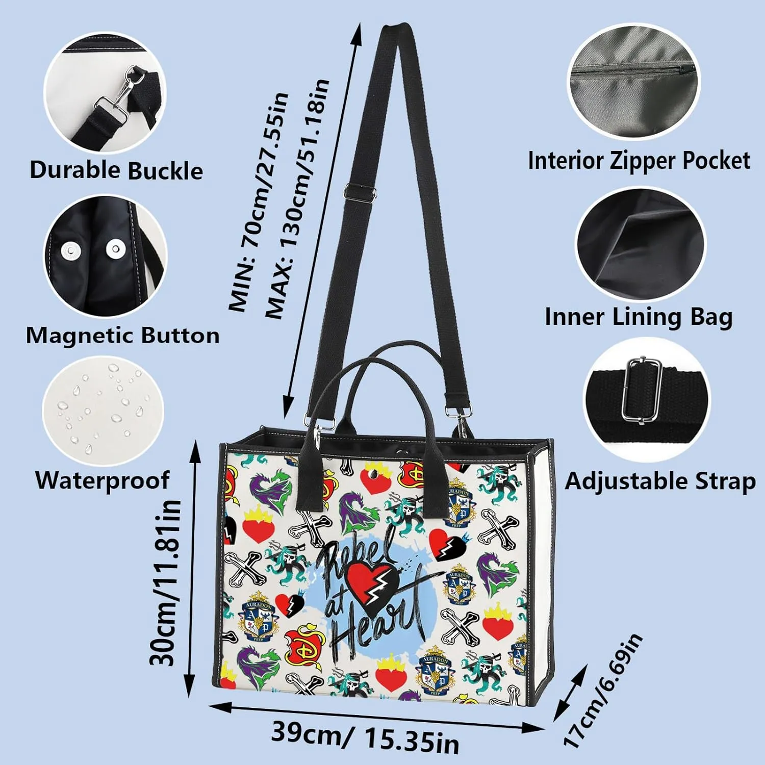 WZMPA Movie Tote Bag Jay ＆ Mal Fans Gift Evil Queen Reusable Grocery Bag Villain Merchandise